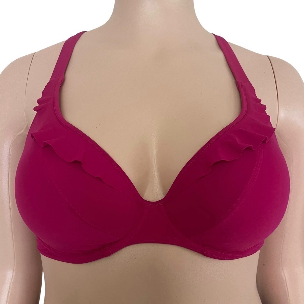 Freya In The Mix Plunge Bikini Top Fuchsia Underwire Bra Sized Swimwear 36DD